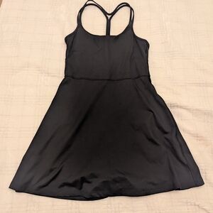 Madewell Black Racerback Active Dress With Shorts And Yoga Pockets